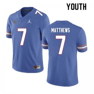 Youth Florida Gators #7 Luke Matthews NCAA Nike Blue Authentic Stitched College Football Jersey OQW4862MD